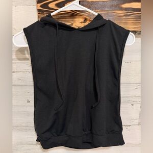 HALARA Hooded Drawstring Sleeveless Cropped Running Tank Top